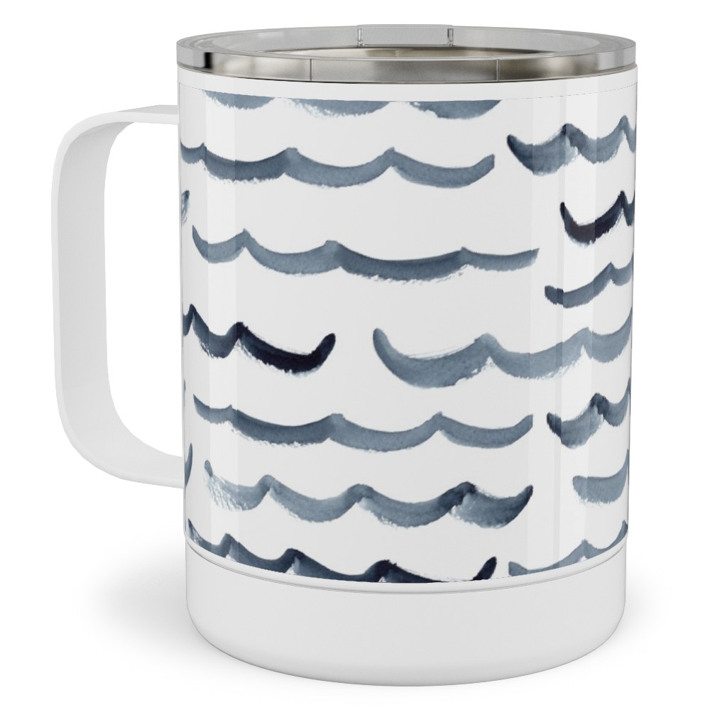 Ocean Waves Stainless Steel Mug, 10oz, White, Life Aquatic