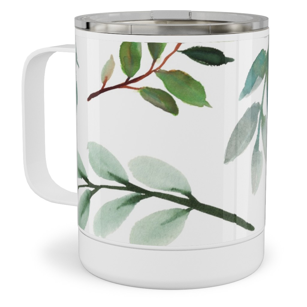 Paprika Floral Greenery Leafs - Green Stainless Steel Mug, 10oz, Green, Classic Green