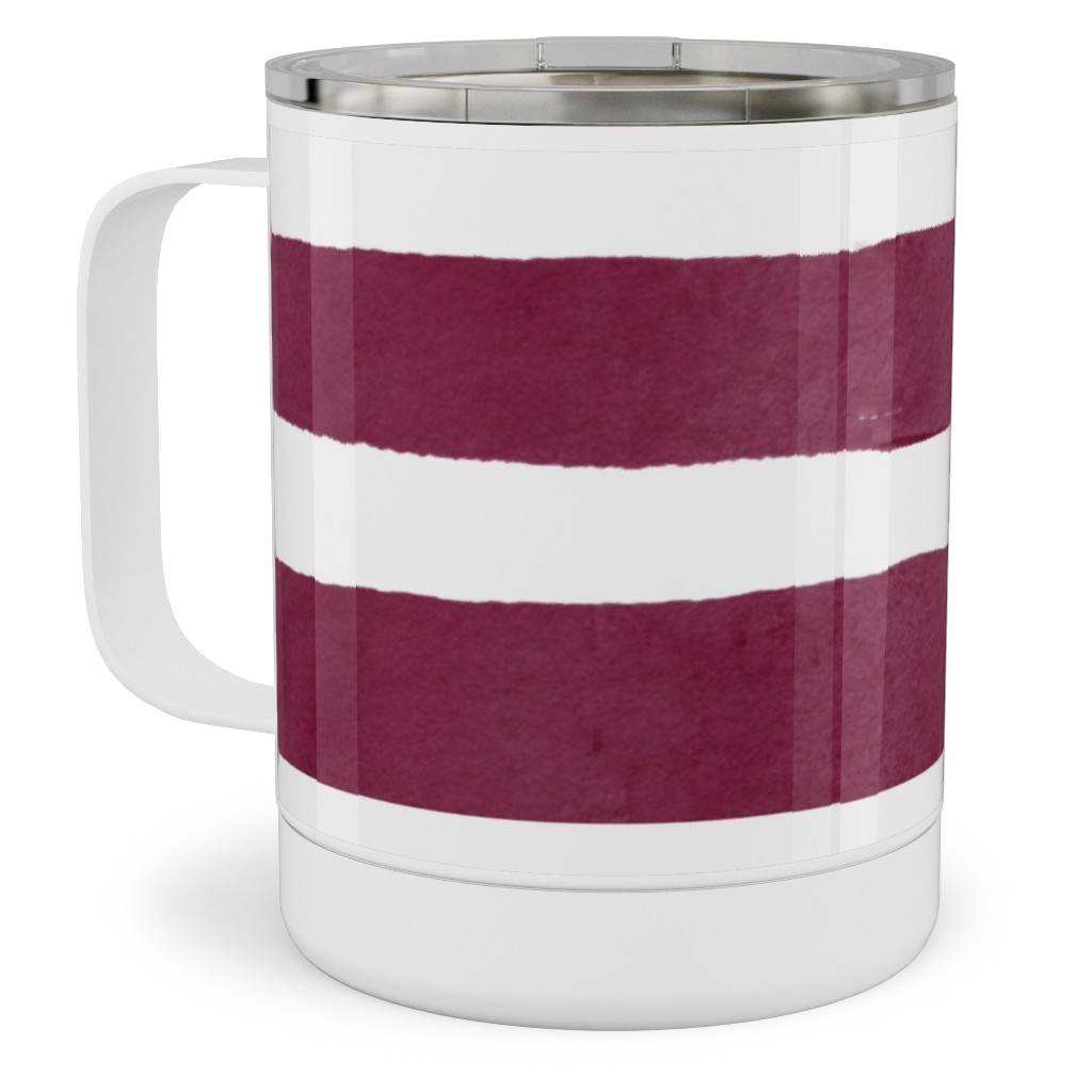 Stripe - Maroon Stainless Steel Mug, 10oz, Red