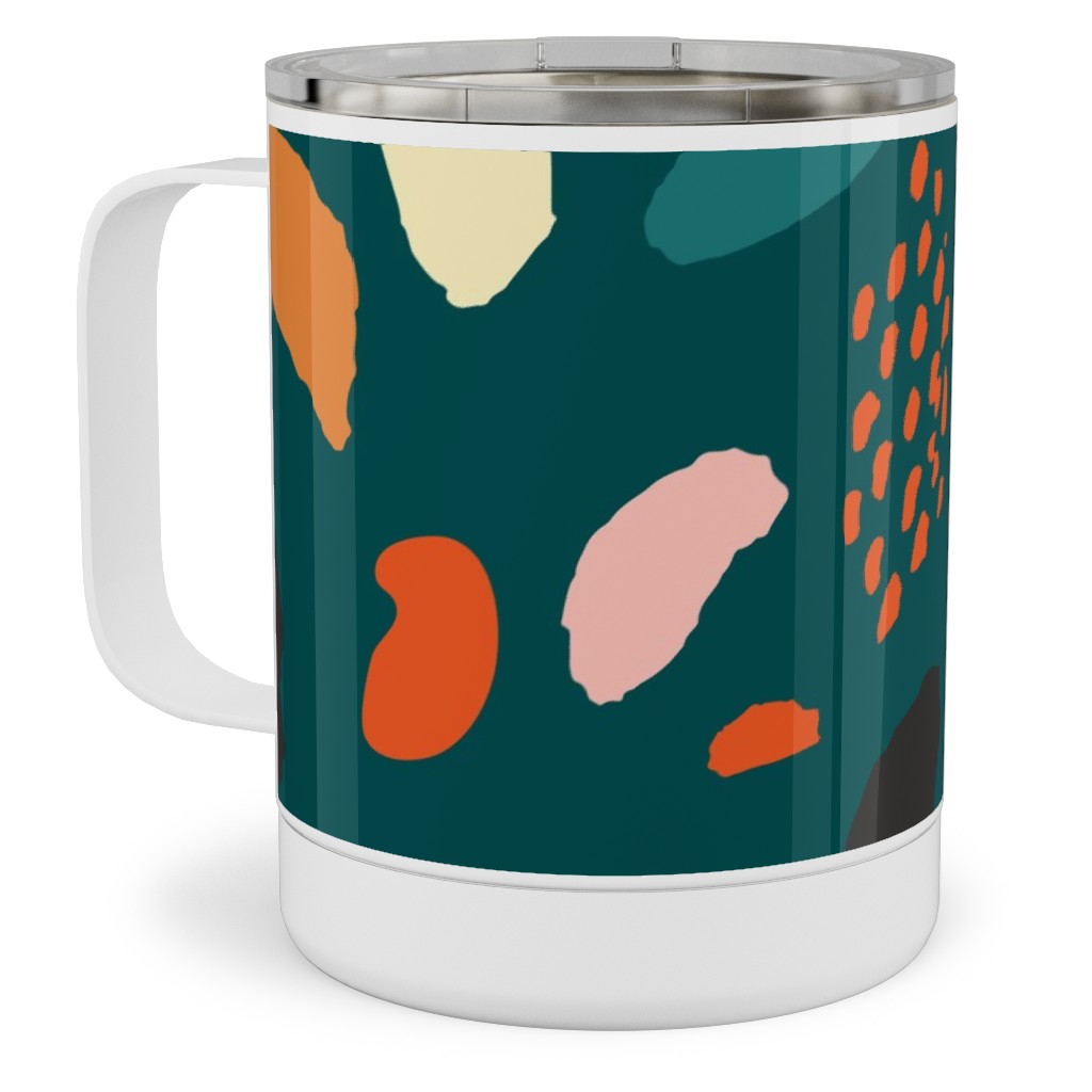 Splashes Pattern - Green Stainless Steel Mug, 10oz, Multicolor