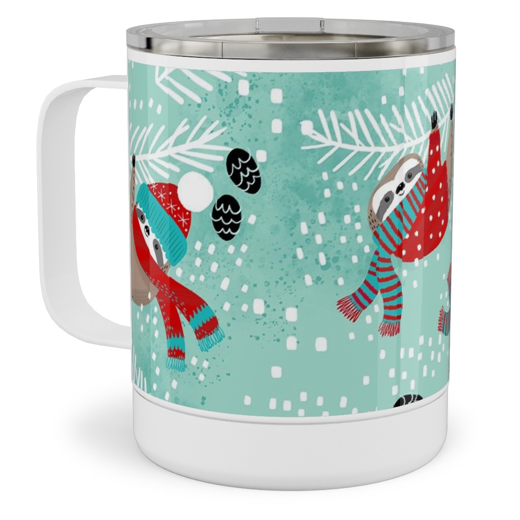 Snowy Sloths - Multi Stainless Steel Mug, 10oz, Multicolor