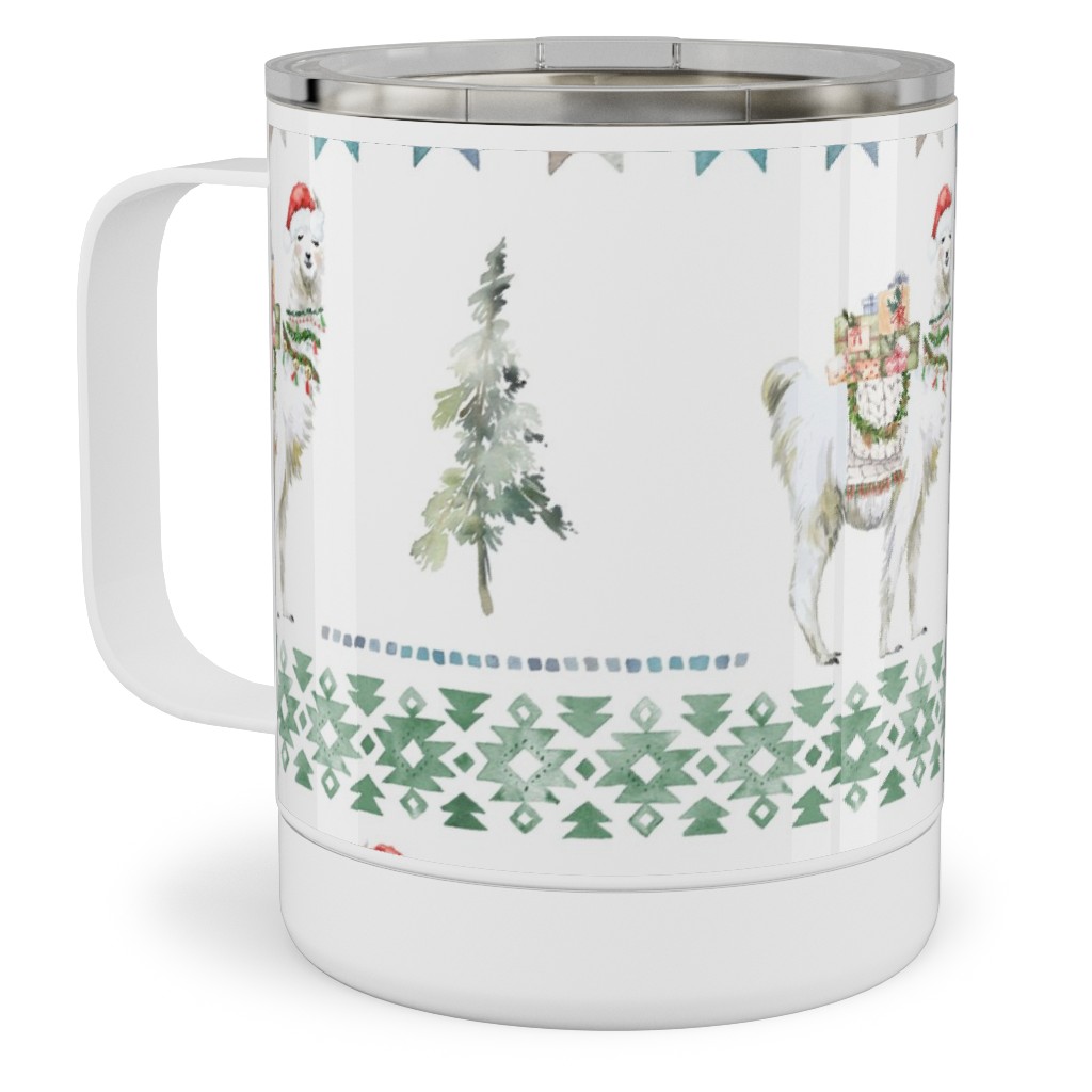 Christmas Llama Sweater Print - Multi Stainless Steel Mug, 10oz, Multicolor