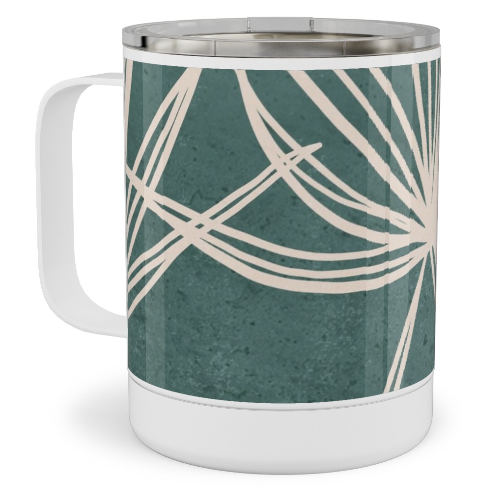 Palm Fronds Fan - Green Stainless Steel Mug, 10oz, Green
