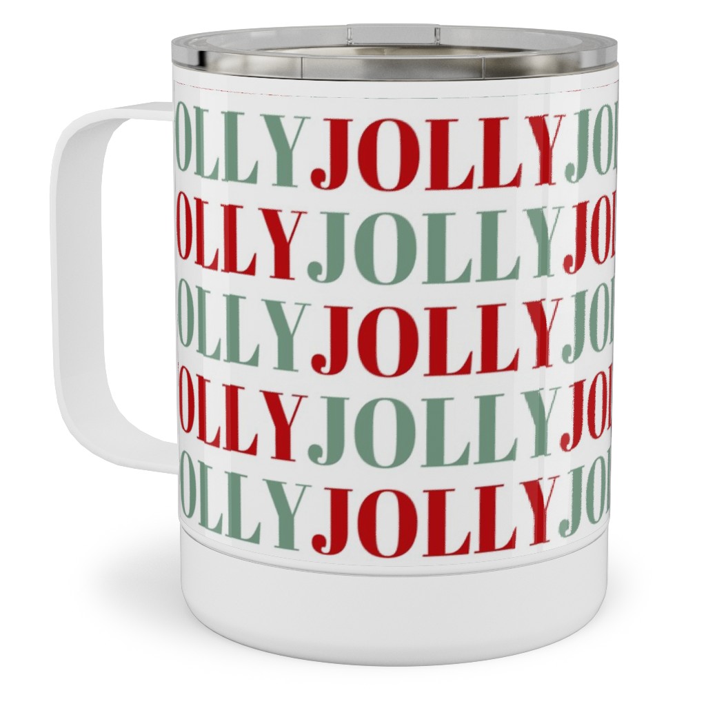 Jolly Print Repeat Stainless Steel Mug, 10oz, Red