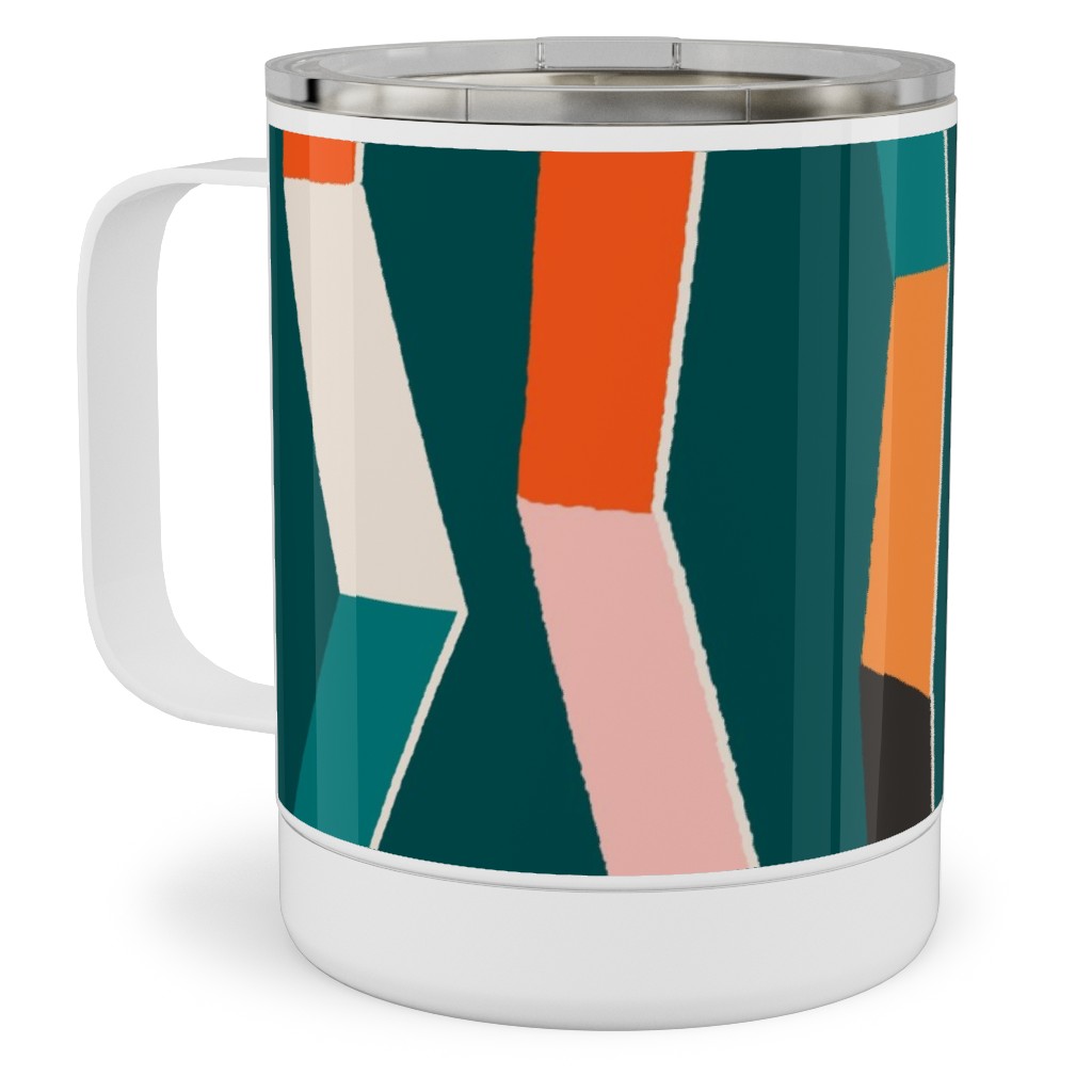 Funky - Multi on Green Stainless Steel Mug, 10oz, Multicolor