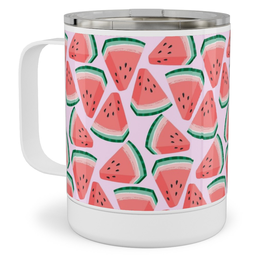 Watermelon Slices - Pink Stainless Steel Mug, 10oz, Pink