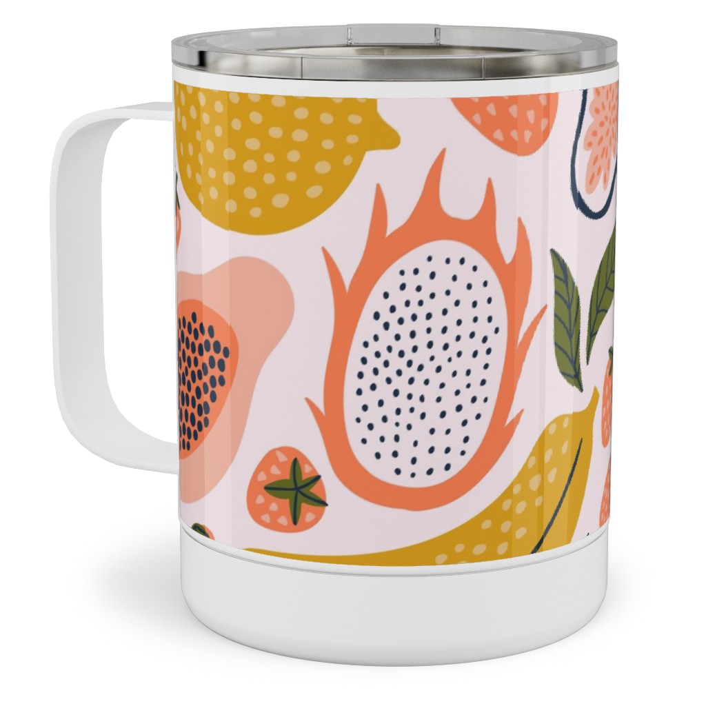 Summer Fruits - Orange Stainless Steel Mug, 10oz, Orange, Orange