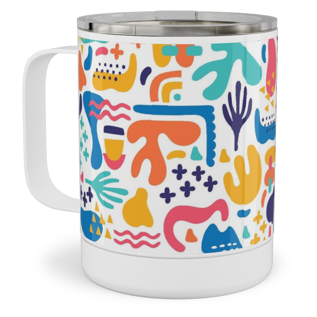 Abstract Flowers Insulated Coffee Mug, 10oz Stainless Steel Travel