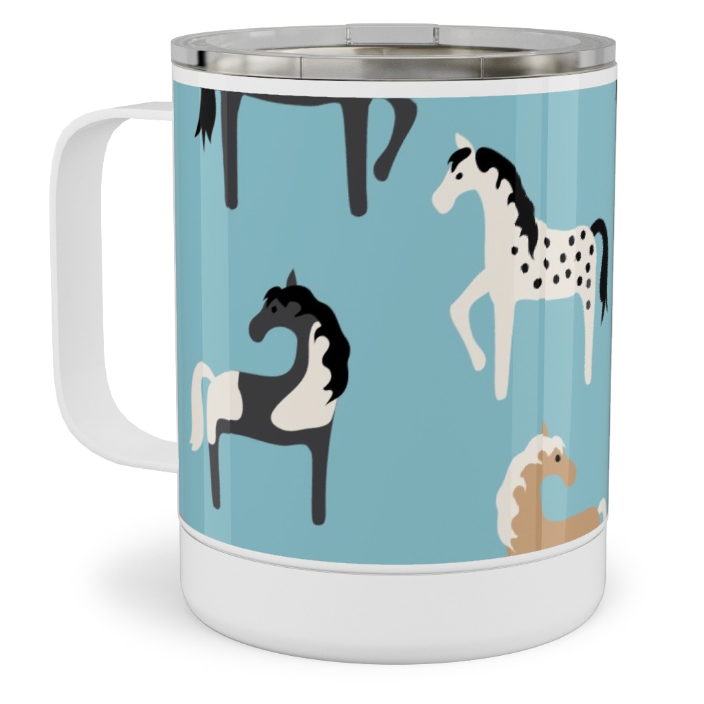 Horse Party Stainless Steel Mug, 10oz, Blue