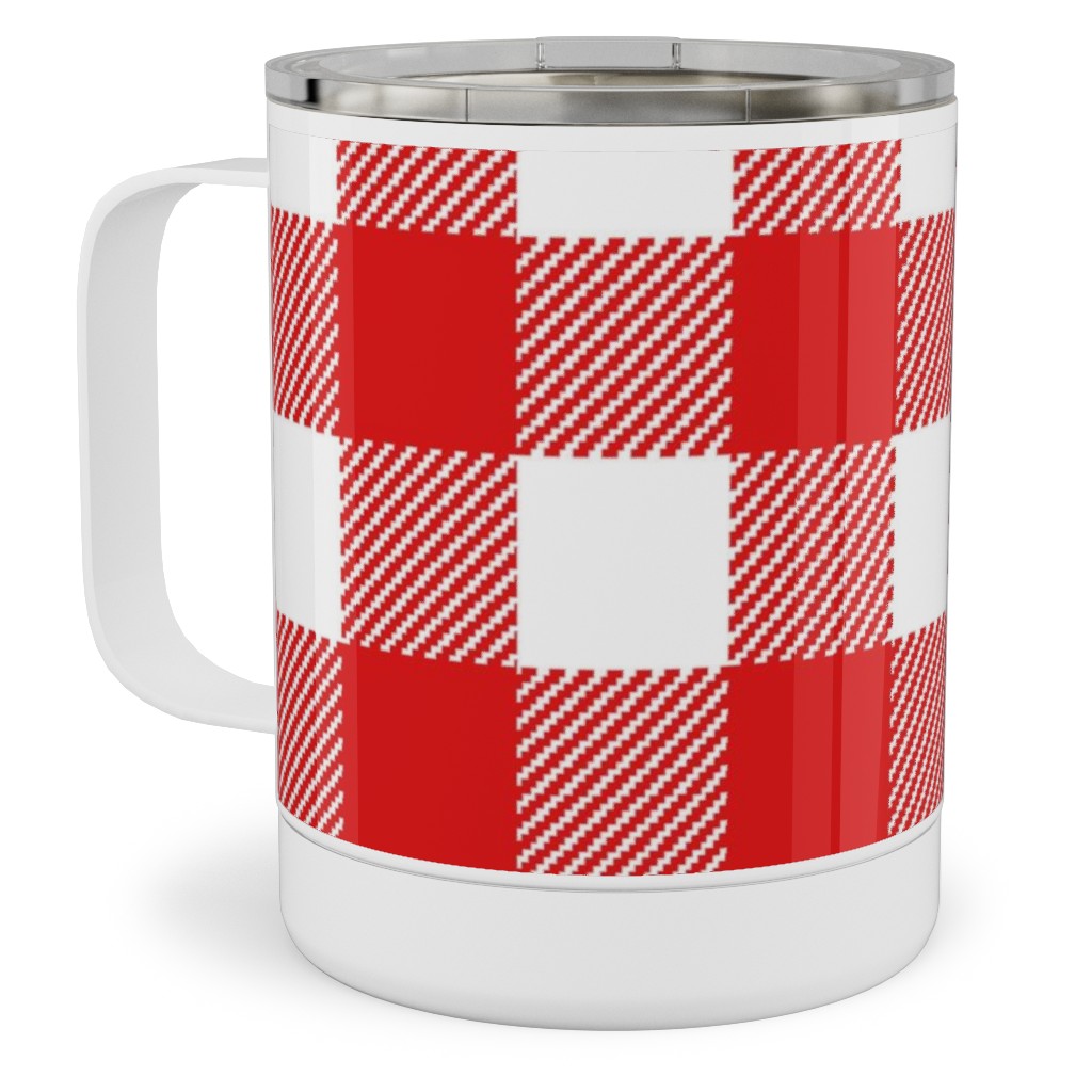 Buffalo Plaid Stainless Steel Mug, 10oz, Red