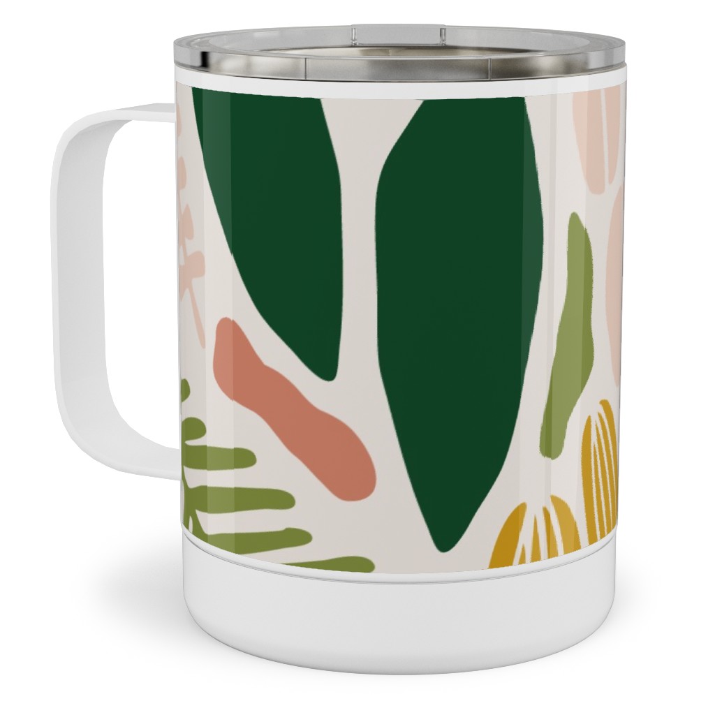 Tropical Adventure Woodcut - Multi Stainless Steel Mug, 10oz, Multicolor