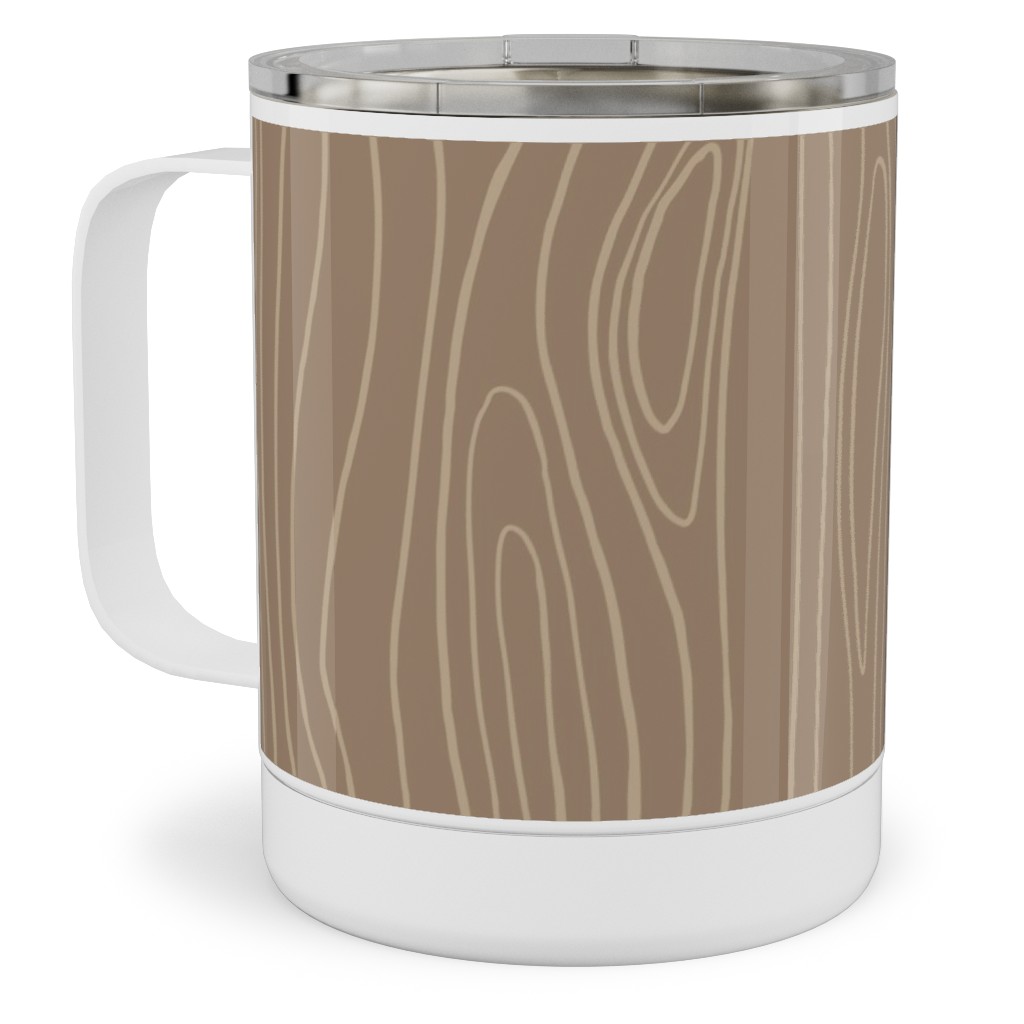 Wood Grain Stainless Steel Mug, 10oz, Brown, Cafe