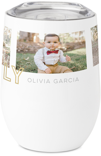 Contemporary Family Collage Stainless Steel Travel Tumbler, 12oz, White, white