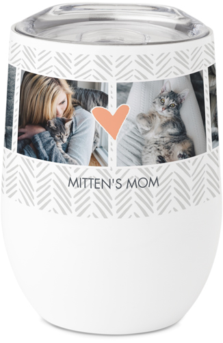 Playful Patterns Chevron Heart Stainless Steel Travel Tumbler, 12oz, White, white