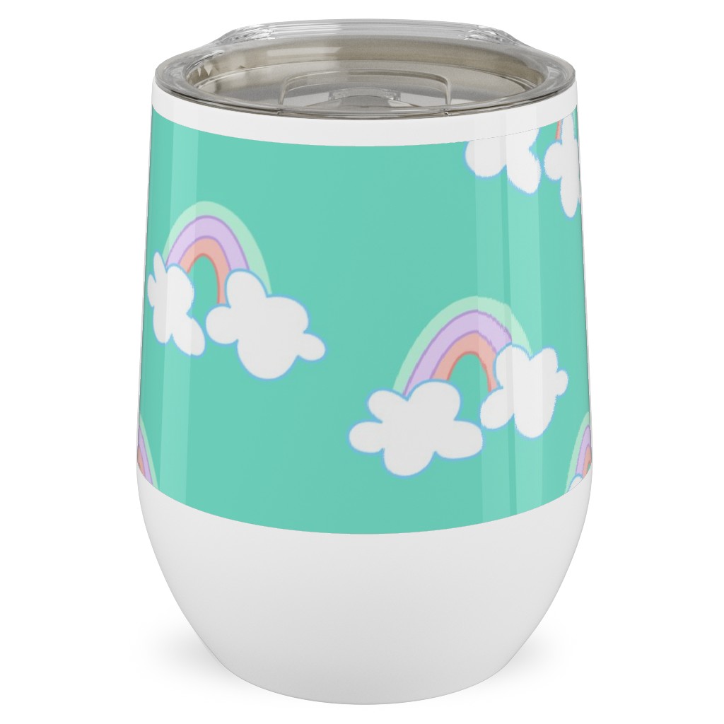 Nicola Unicorn Rainbows Stainless Steel Travel Tumbler, 12oz, Green