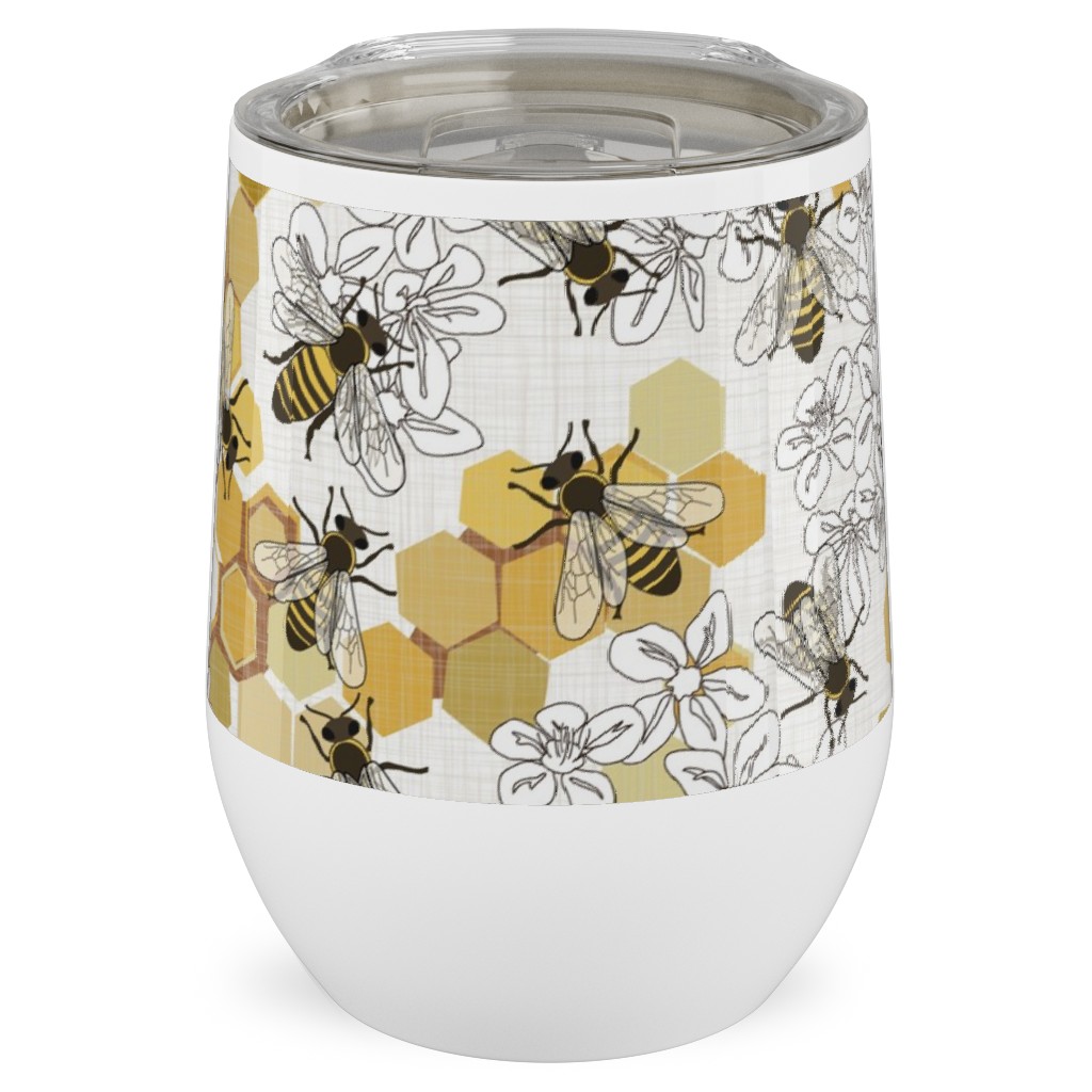 Save the Honey Bees - Yellow Stainless Steel Travel Tumbler, 12oz, Yellow, Classic Yellow