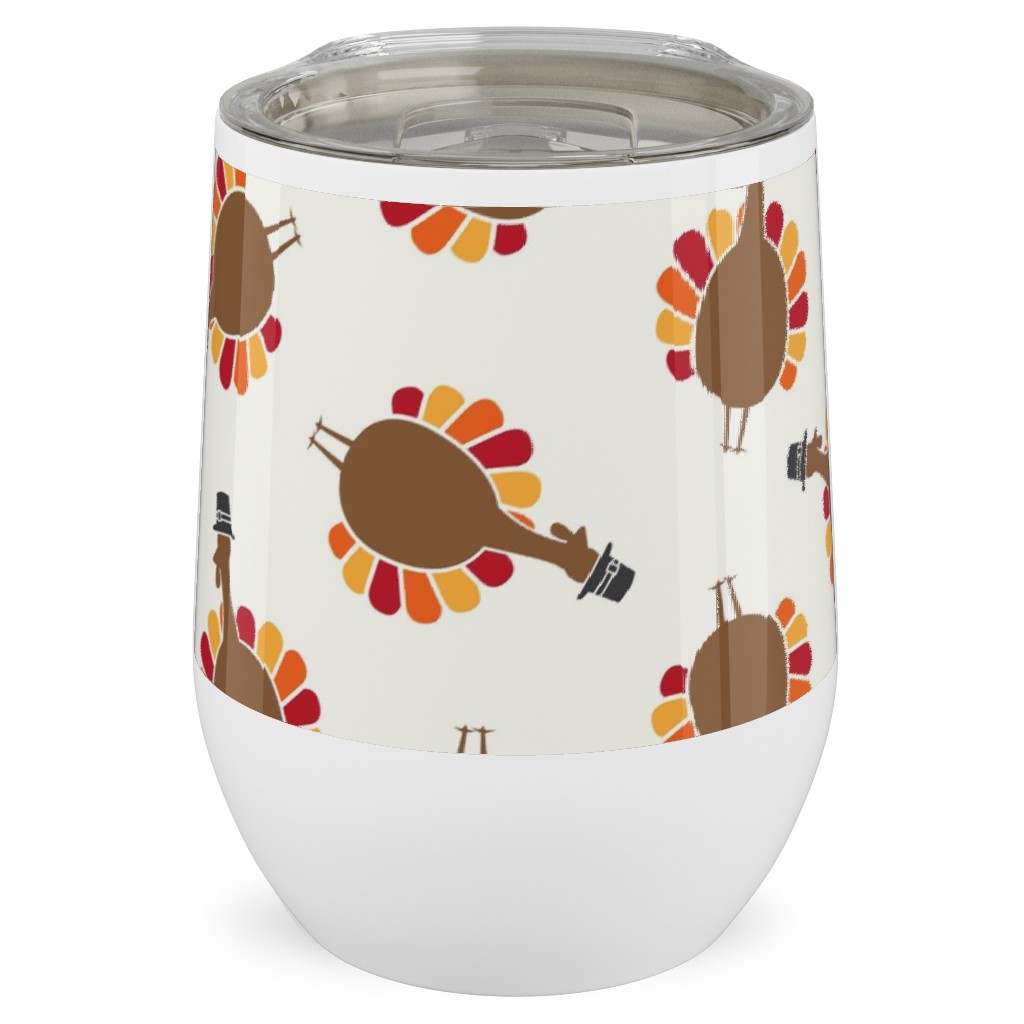 Turkey Toss - Cream Stainless Steel Travel Tumbler, 12oz, Brown