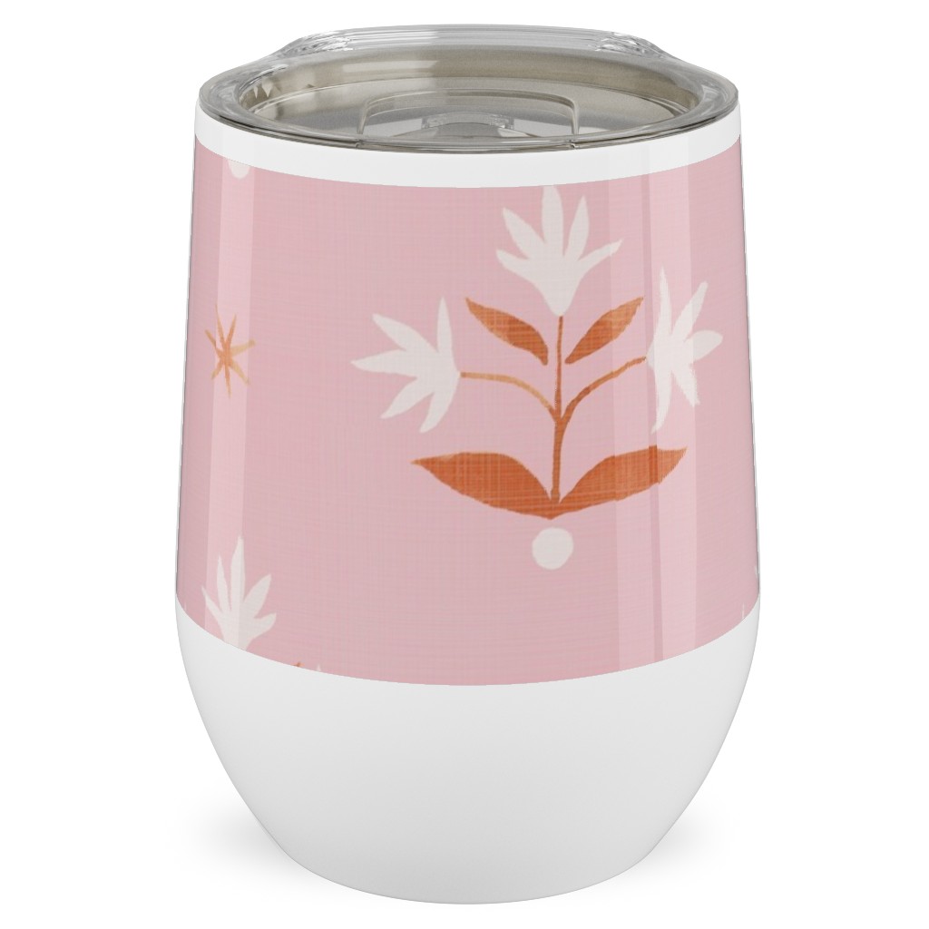 Thistle Stars - Pink and Orange Stainless Steel Travel Tumbler, 12oz, Pink