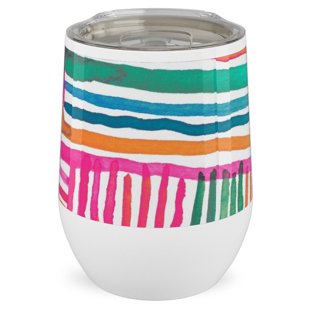 Linear Meditation Stainless Steel Travel Tumbler, 12oz, Multicolor, Hot Pink