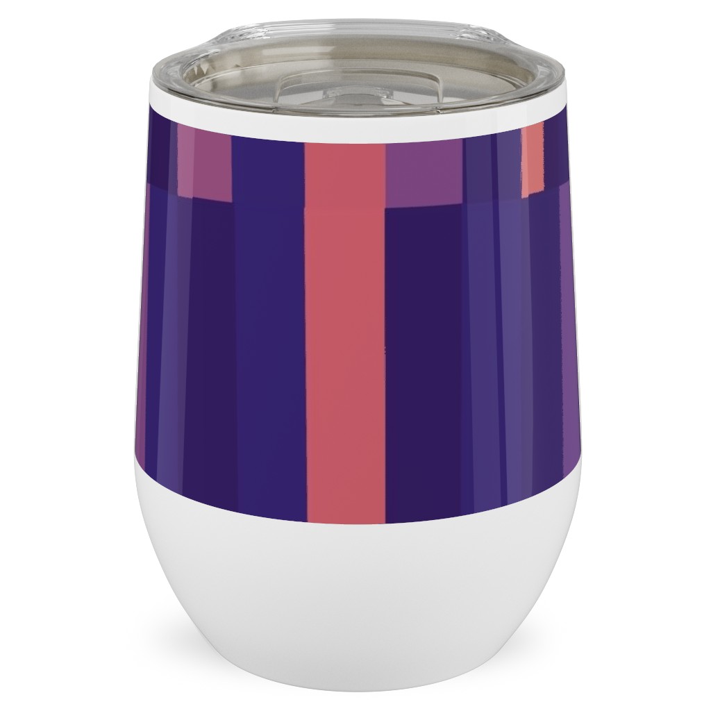 Stipe and Square - Dark Stainless Steel Travel Tumbler, 12oz, Purple, Purple