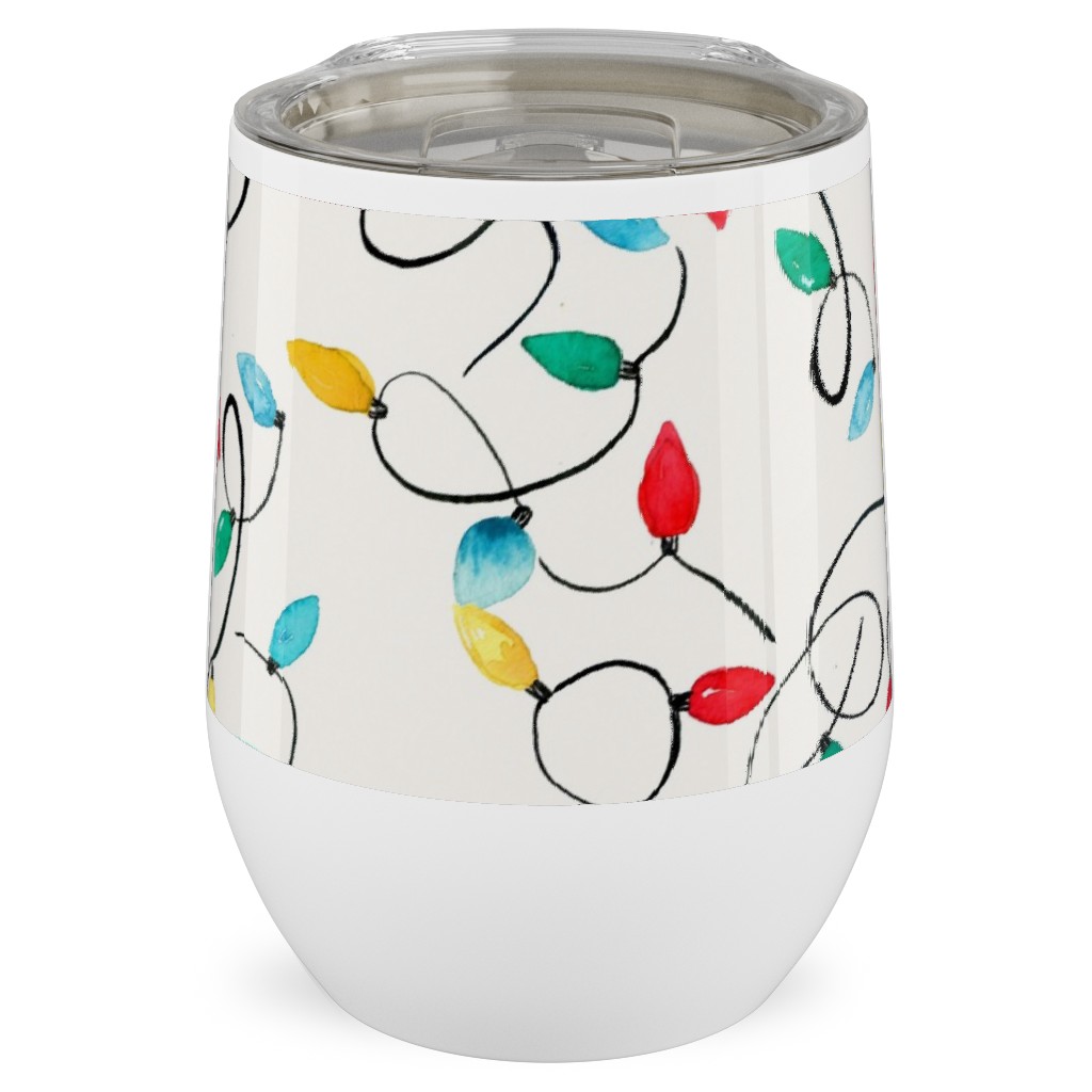 Christmas Lights Decoration - Multi Stainless Steel Travel Tumbler, 12oz, Multicolor