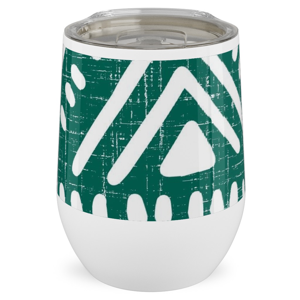 Abstract Diamond Stainless Steel Travel Tumbler, 12oz, Green