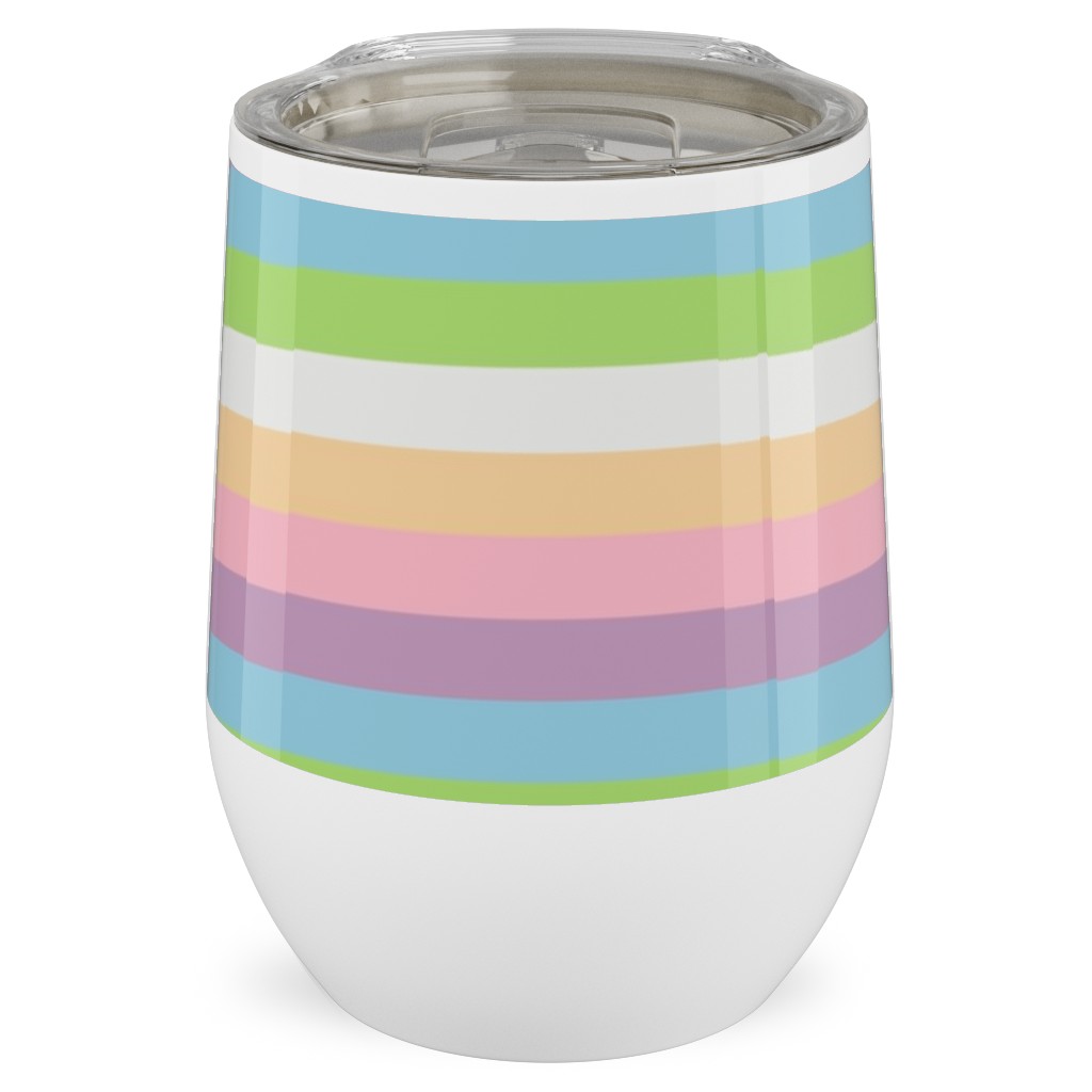 Multi Colored Stripes - Pastel Stainless Steel Travel Tumbler, 12oz, Multicolor