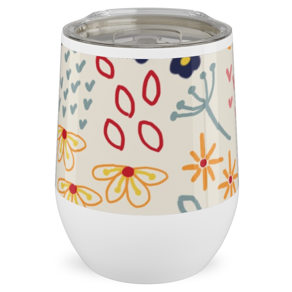 Summer Floral - Light Stainless Steel Travel Tumbler, 12oz, Multicolor