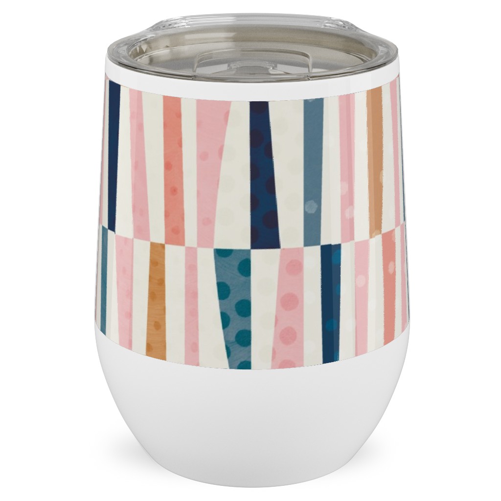 Patchwork Stripes - Multi Stainless Steel Travel Tumbler, 12oz, Multicolor