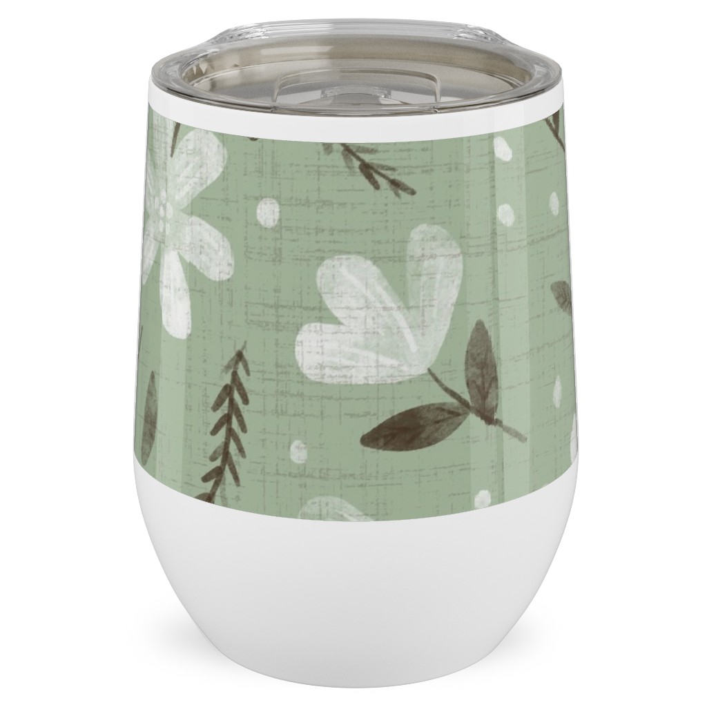 Charlotte Floral - Sage Stainless Steel Travel Tumbler, 12oz, Green