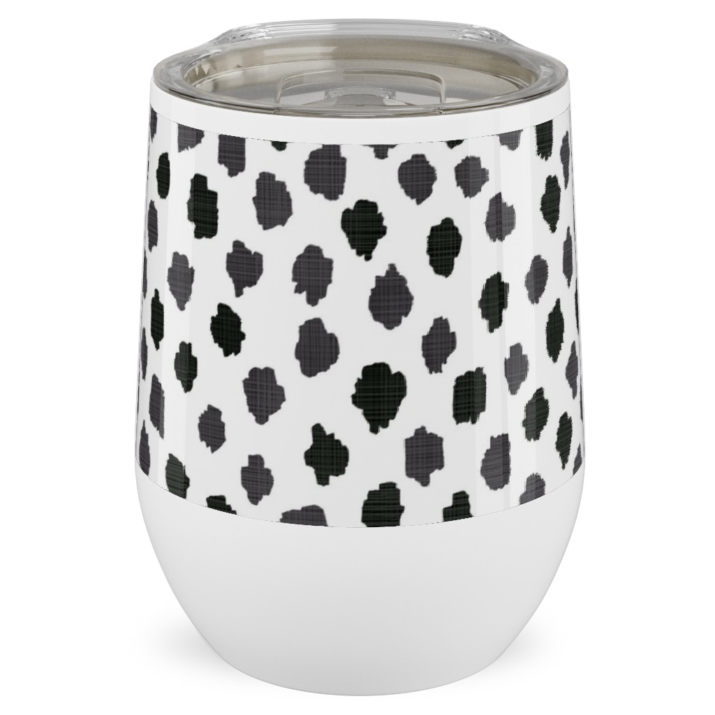 Inky Spots - Black and White Stainless Steel Travel Tumbler, 12oz, White