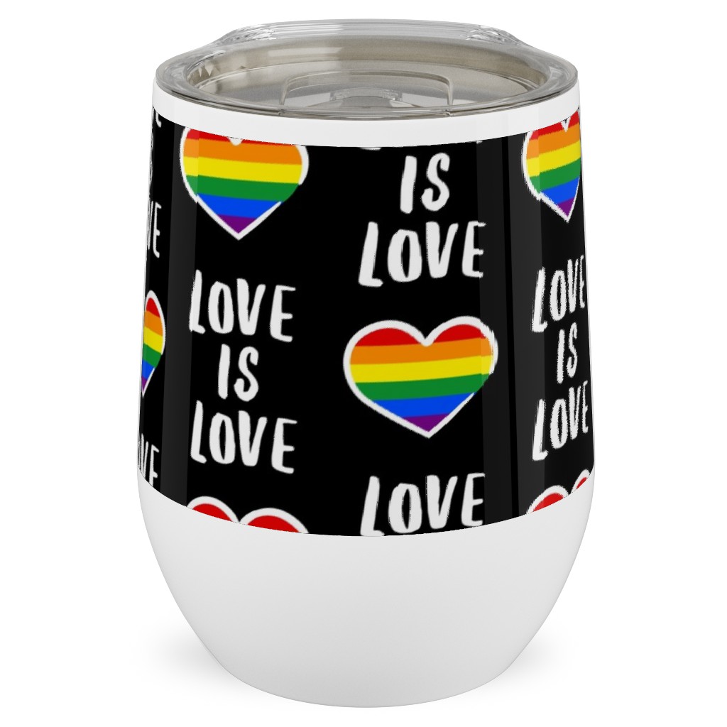 Love Is Love - Black Stainless Steel Travel Tumbler, 12oz, Multicolor