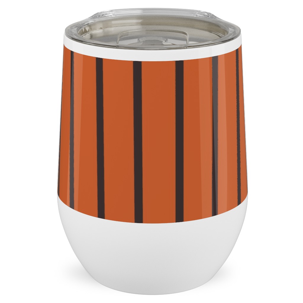 Halloween Stripes Stainless Steel Travel Tumbler, 12oz, Orange, Fawn