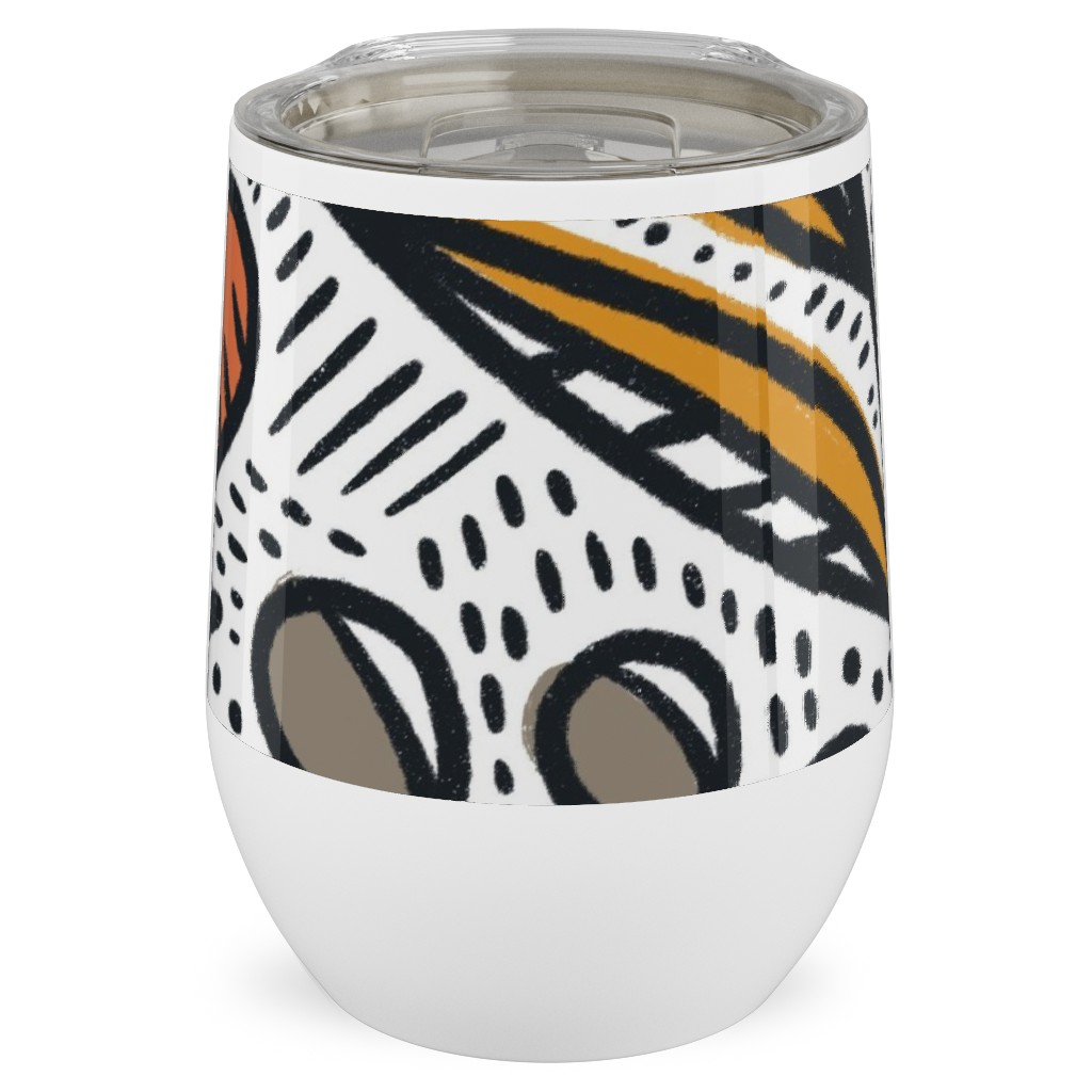 Rosa - Gold and Red Stainless Steel Travel Tumbler, 12oz, Multicolor