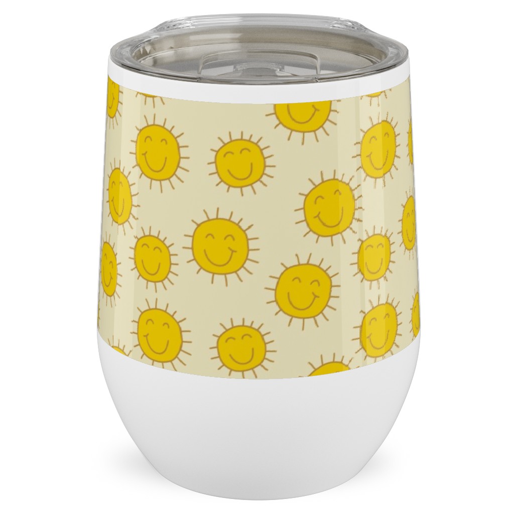 Happy Sunshine - Yellow Stainless Steel Travel Tumbler, 12oz, Yellow, Classic Yellow