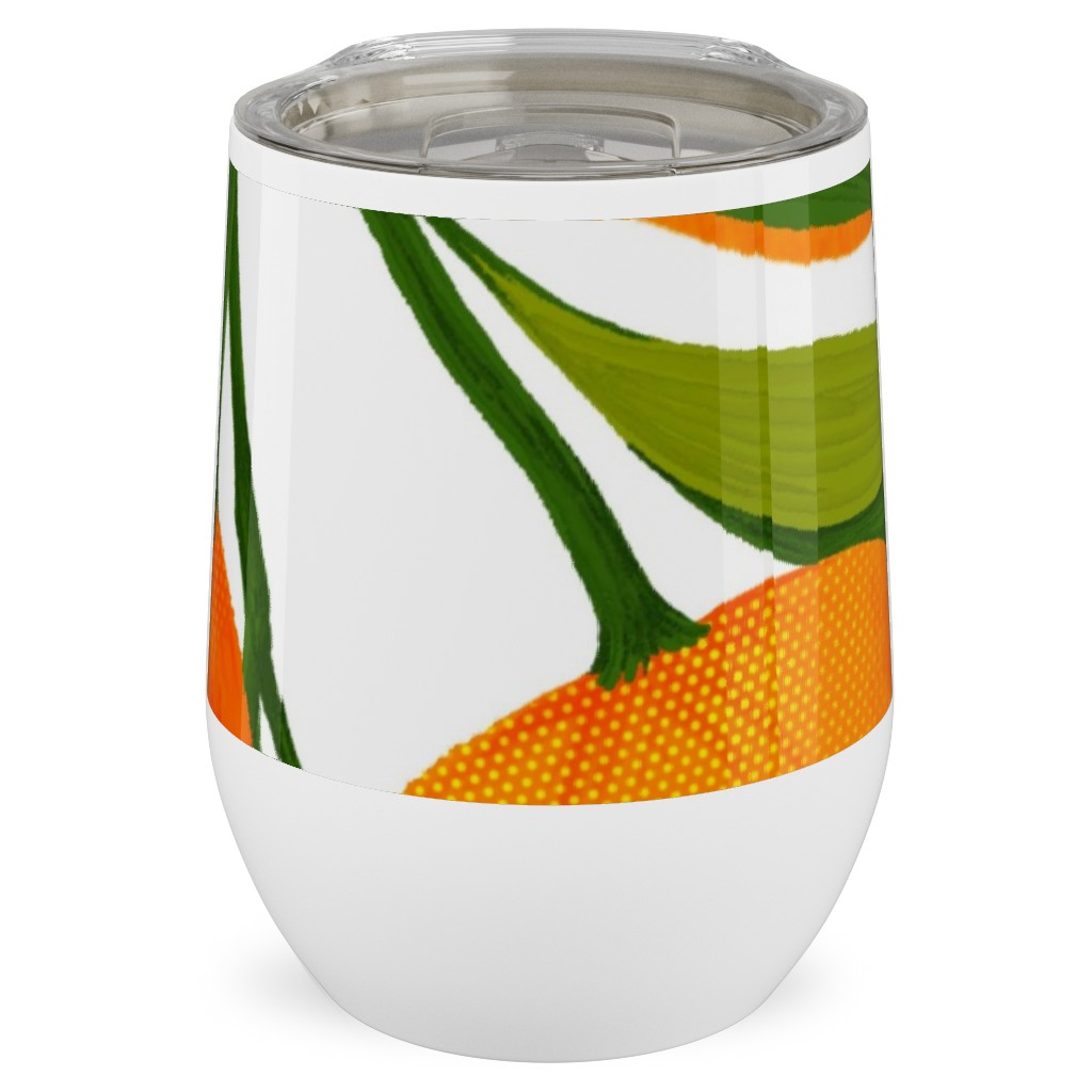 Tangerine Dreams - Orange on White Stainless Steel Travel Tumbler, 12oz, Orange, Orange