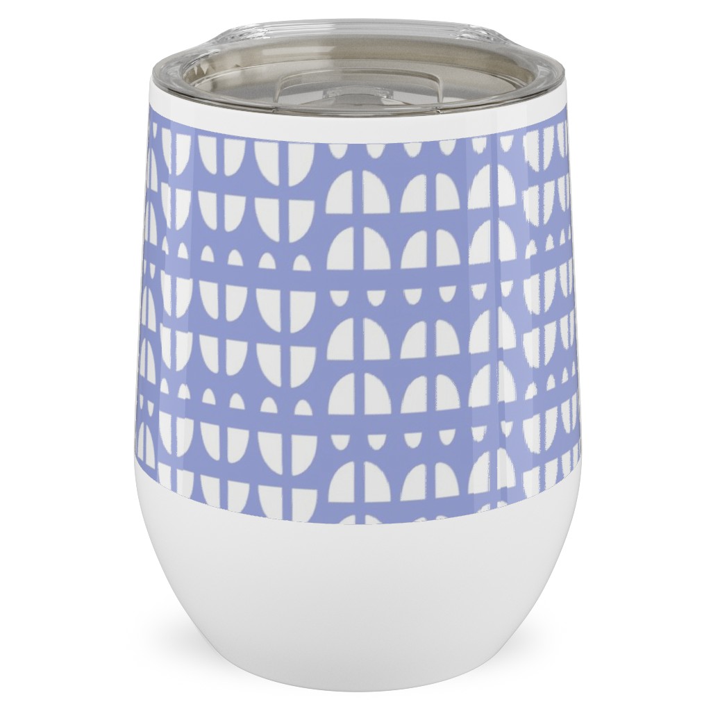 Geometric - Blue Stainless Steel Travel Tumbler, 12oz, Blue