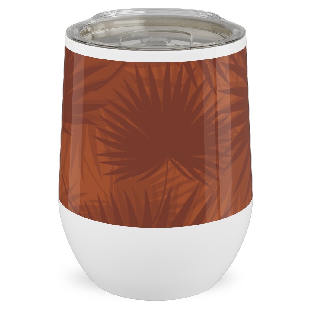 Sabal Palm Toss - Rust Stainless Steel Travel Tumbler, 12oz, Orange, Orange