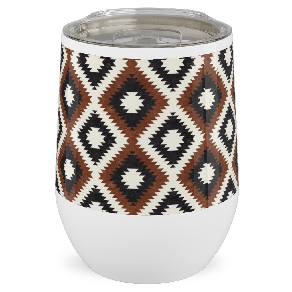 Aztec Stainless Steel Travel Tumbler, 12oz, Brown, Silver Lining