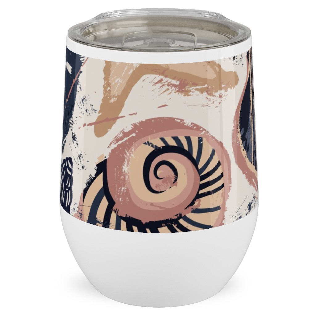 Seashells Stainless Steel Travel Tumbler, 12oz, Multicolor, Wheat