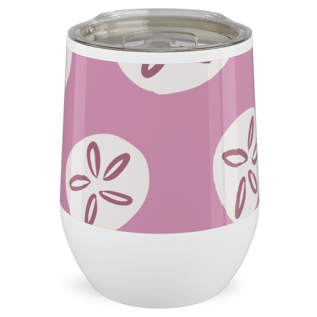 Sand Dollar Sea Shells Stainless Steel Travel Tumbler, 12oz, Pink, Whisper