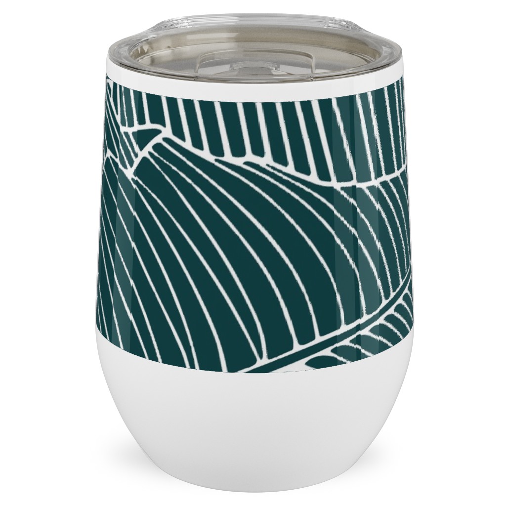 Banana Leaf - Teal Stainless Steel Travel Tumbler, 12oz, Green