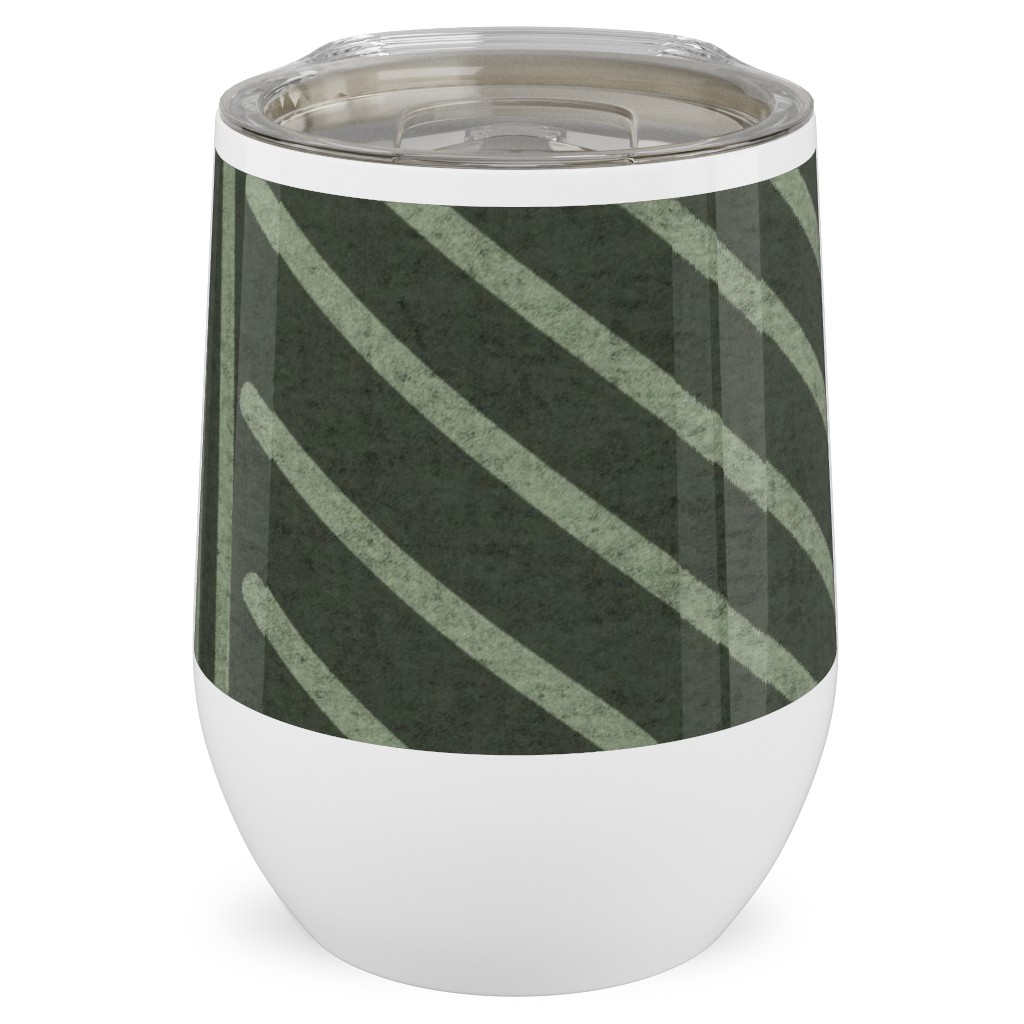 Mudcloth Weaving Line - Green Stainless Steel Travel Tumbler, 12oz, Green