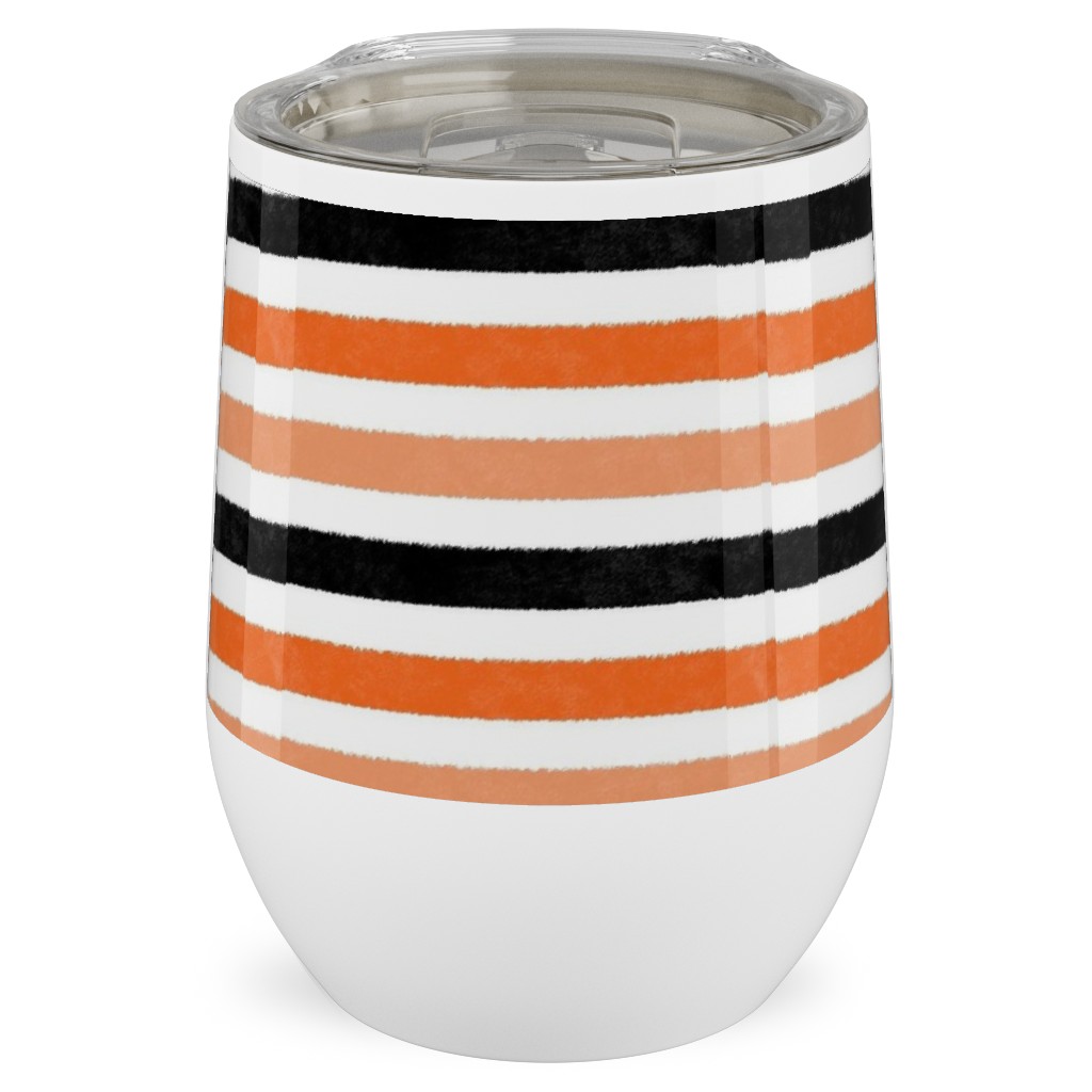 Halloween Stripes - Orange and Black Stainless Steel Travel Tumbler, 12oz, Orange