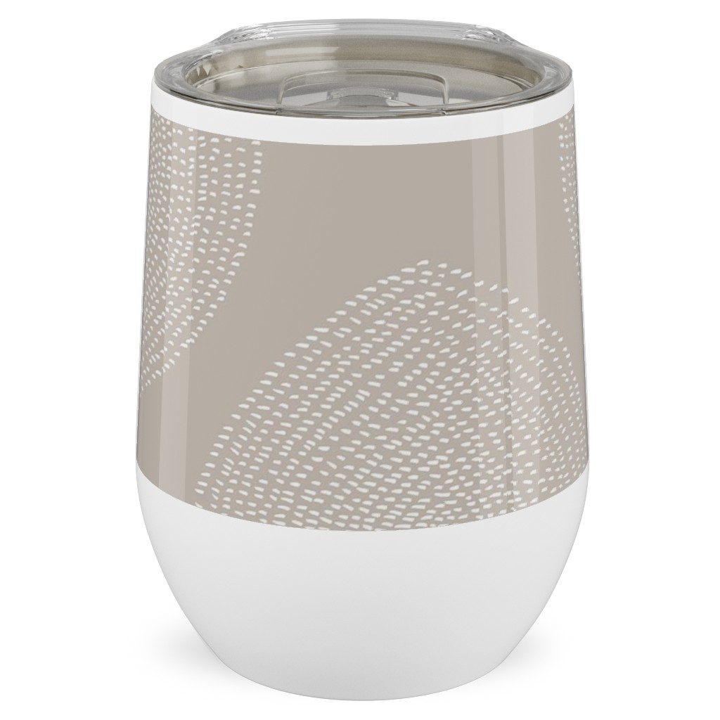 Boho Stripy Drops Stainless Steel Travel Tumbler, 12oz, Beige