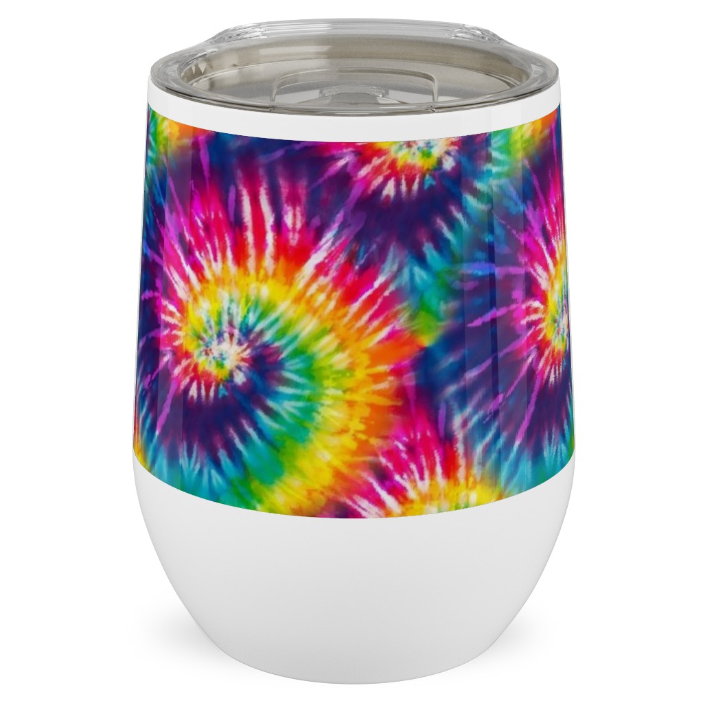 Colorful Rainbow Tie Dye Swirl - Multi Stainless Steel Travel Tumbler, 12oz, Multicolor