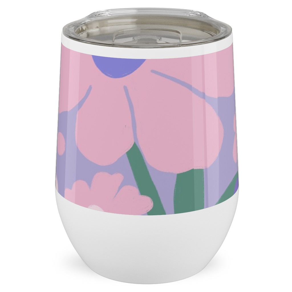 Blooming Garden on Lilac Stainless Steel Travel Tumbler, 12oz, Purple