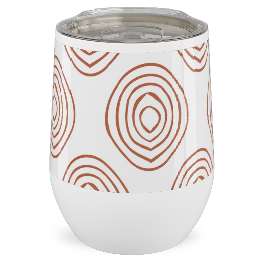 Abstract Circle - Terracotta Stainless Steel Travel Tumbler, 12oz, Brown
