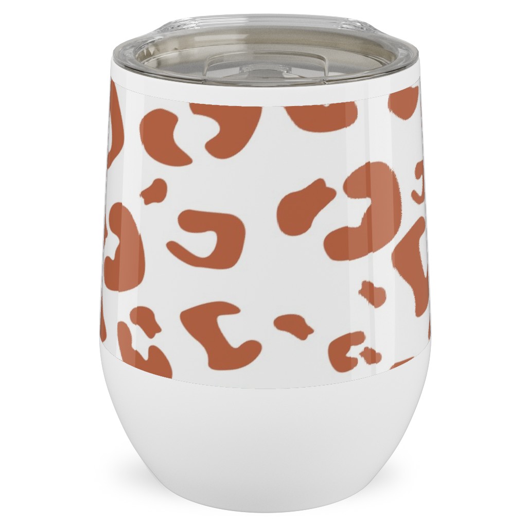 Leopard Print - Terracotta Stainless Steel Travel Tumbler, 12oz, Brown, Brown
