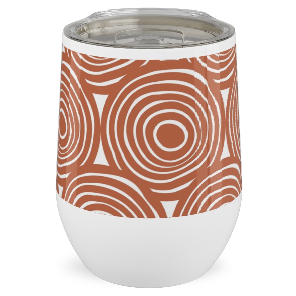 Overlapping Circles - Terracotta Stainless Steel Travel Tumbler, 12oz, Brown